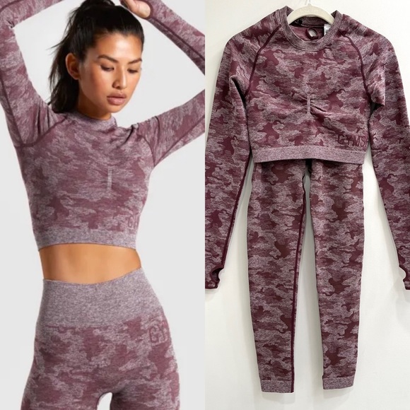Gymshark Pants - Gymshark Camo Seamless Two Piece Set in “Berry”